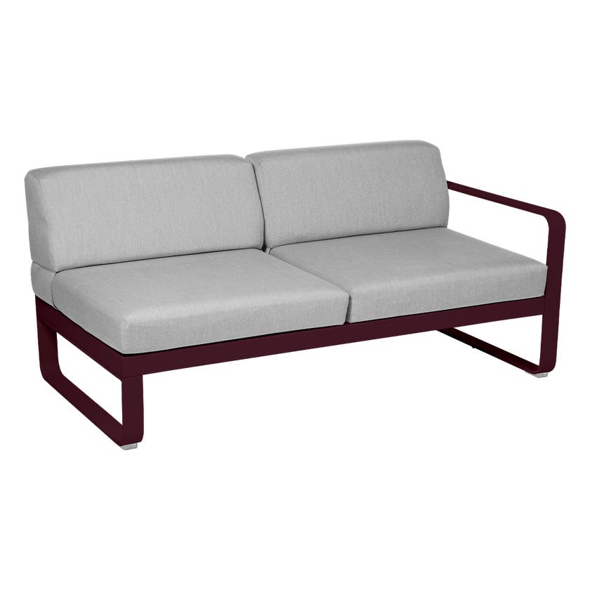 Module droit BELLEVIE de Fermob, 2 places, Cerise noire, Coussin Gris flanelle Module droit BELLEVIE de Fermob, 2 places, Cerise noire, Coussin Gris flanelle