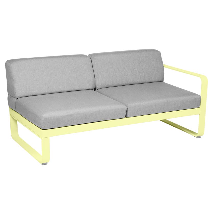 Module droit BELLEVIE de Fermob, 2 places, Citron givré, Coussin Gris flanelle Module droit BELLEVIE de Fermob, 2 places, Citron givré, Coussin Gris flanelle