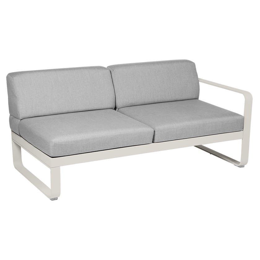Module droit BELLEVIE de Fermob, 2 places, Gris argile, Coussin Gris flanelle Module droit BELLEVIE de Fermob, 2 places, Gris argile, Coussin Gris flanelle
