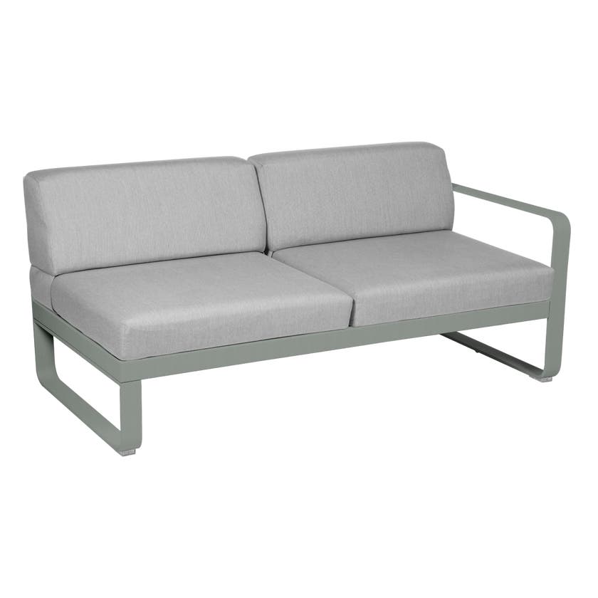 Module droit BELLEVIE de Fermob, 2 places, Gris lapilli, Coussin Gris flanelle Module droit BELLEVIE de Fermob, 2 places, Gris lapilli, Coussin Gris flanelle