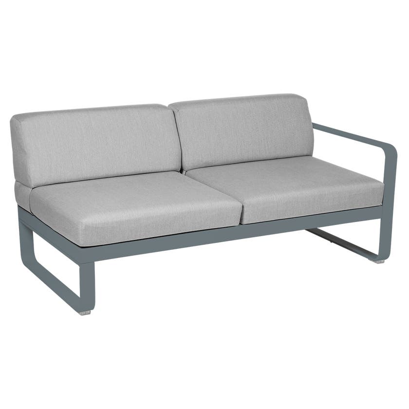 Module droit BELLEVIE de Fermob, 2 places, Gris orage, Coussin Gris flanelle Module droit BELLEVIE de Fermob, 2 places, Gris orage, Coussin Gris flanelle