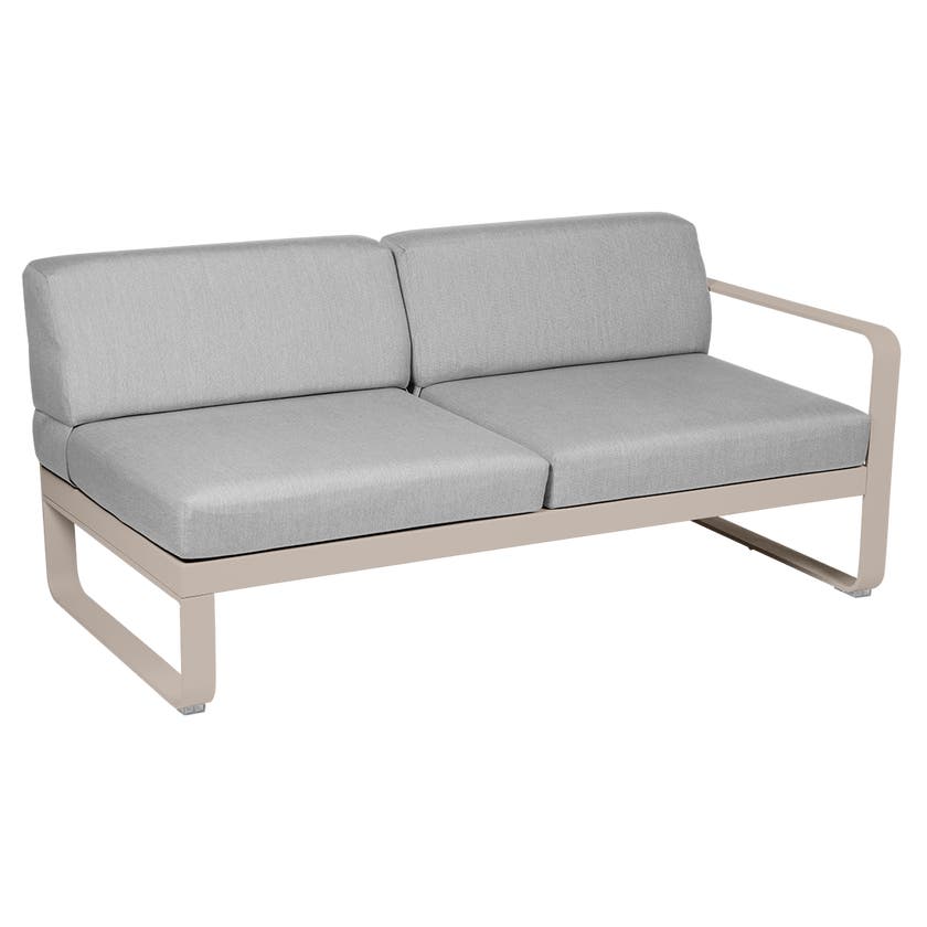 Module droit BELLEVIE de Fermob, 2 places, Muscade, Coussin Gris flanelle Module droit BELLEVIE de Fermob, 2 places, Muscade, Coussin Gris flanelle