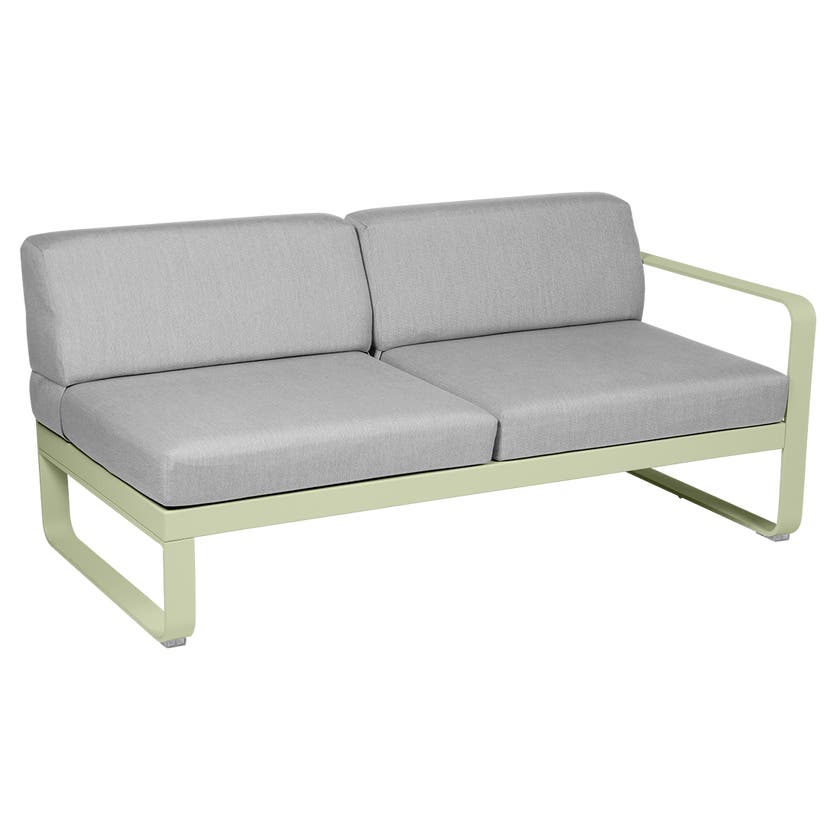 Module droit BELLEVIE de Fermob, 2 places, Tilleul, Coussin Gris flanelle Module droit BELLEVIE de Fermob, 2 places, Tilleul, Coussin Gris flanelle