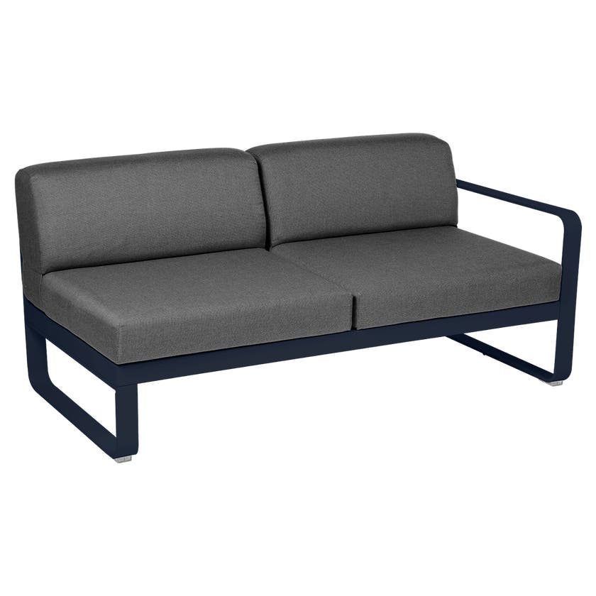 Module droit BELLEVIE de Fermob, 2 places, Bleu abysse, coussin gris graphite Module droit BELLEVIE de Fermob, 2 places, Bleu abysse, coussin gris graphite