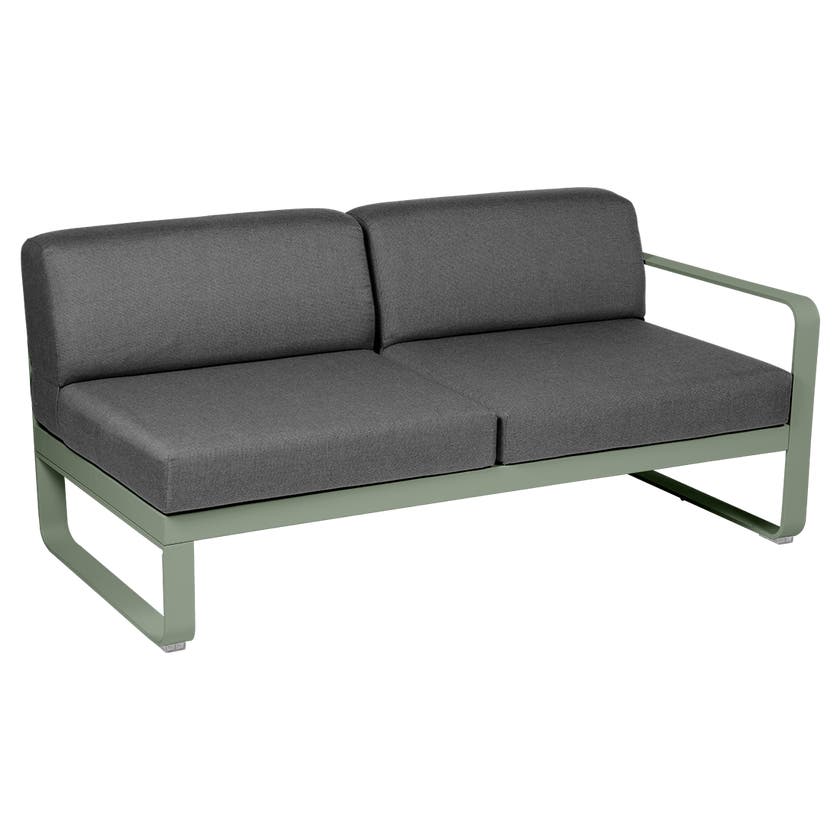 Module droit BELLEVIE de Fermob, 2 places, Cactus, coussin gris graphite Module droit BELLEVIE de Fermob, 2 places, Cactus, coussin gris graphite