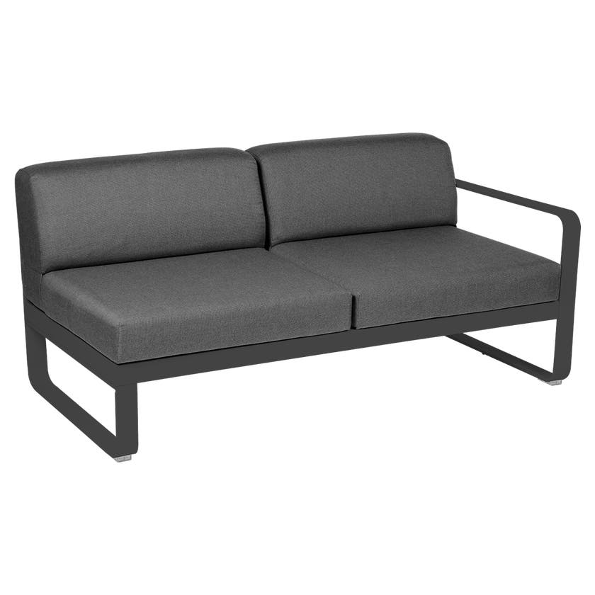 Module droit BELLEVIE de Fermob, 2 places, Carbone , coussin gris graphite Module droit BELLEVIE de Fermob, 2 places, Carbone , coussin gris graphite