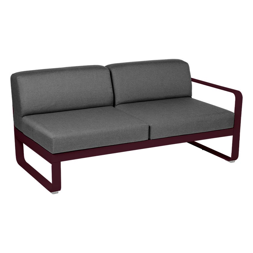 Module droit BELLEVIE de Fermob, 2 places, Cerise noire, Coussin Gris graphite Module droit BELLEVIE de Fermob, 2 places, Cerise noire, Coussin Gris graphite