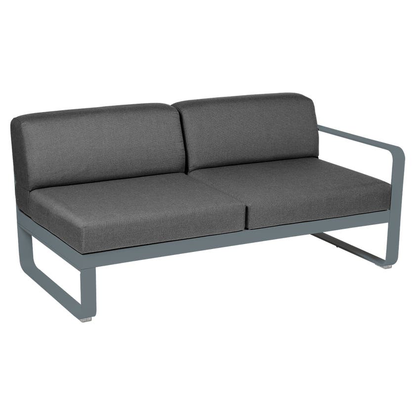 Module droit BELLEVIE de Fermob, 2 places, Gris orage, coussin gris graphite Module droit BELLEVIE de Fermob, 2 places, Gris orage, coussin gris graphite