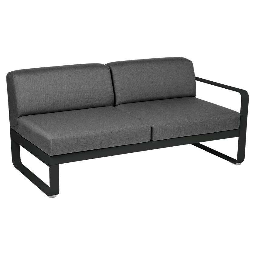 Module droit BELLEVIE de Fermob, 2 places, Réglisse, coussin gris graphite Module droit BELLEVIE de Fermob, 2 places, Réglisse, coussin gris graphite