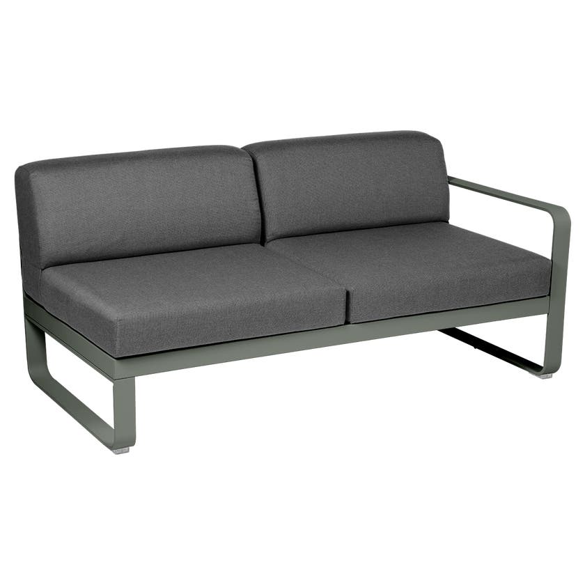 Module droit BELLEVIE de Fermob, 2 places, Romarin, coussin gris graphite Module droit BELLEVIE de Fermob, 2 places, Romarin, coussin gris graphite