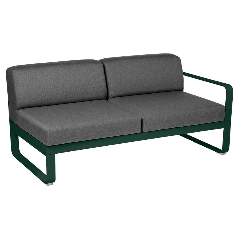 Module droit BELLEVIE de Fermob, 2 places, Vert cèdre, coussin gris graphite Module droit BELLEVIE de Fermob, 2 places, Vert cèdre, coussin gris graphite