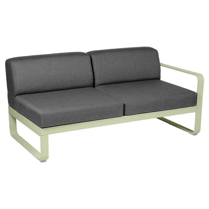 Module droit BELLEVIE de Fermob, 2 places, Tilleul, coussin gris graphite Module droit BELLEVIE de Fermob, 2 places, Tilleul, coussin gris graphite