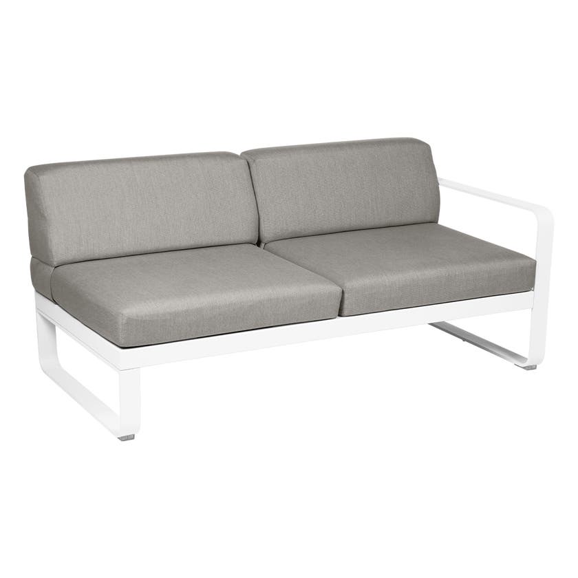 Module droit BELLEVIE de Fermob, 2 places, Blanc coton, Coussin Taupe grisé Module droit BELLEVIE de Fermob, 2 places, Blanc coton, Coussin Taupe grisé