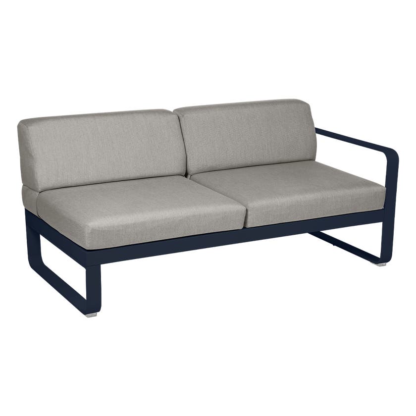 Module droit BELLEVIE de Fermob, 2 places, Bleu abysse, Coussin Taupe grisé Module droit BELLEVIE de Fermob, 2 places, Bleu abysse, Coussin Taupe grisé