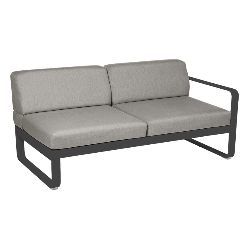 Module droit BELLEVIE de Fermob, 2 places, Carbone , Coussin Taupe grisé Module droit BELLEVIE de Fermob, 2 places, Carbone , Coussin Taupe grisé