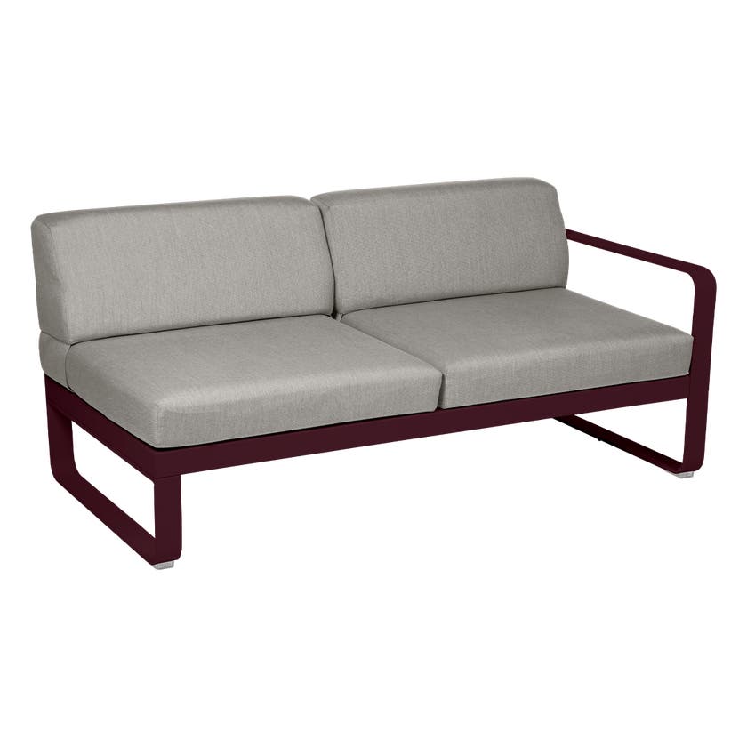 Module droit BELLEVIE de Fermob, 2 places, Cerise noire, Coussin Taupe grisé Module droit BELLEVIE de Fermob, 2 places, Cerise noire, Coussin Taupe grisé