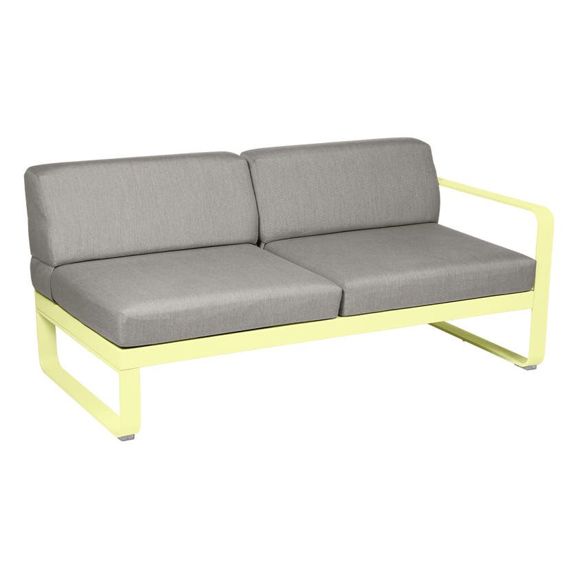Module droit BELLEVIE de Fermob, 2 places, Citron givré, Coussin Taupe grisé Module droit BELLEVIE de Fermob, 2 places, Citron givré, Coussin Taupe grisé