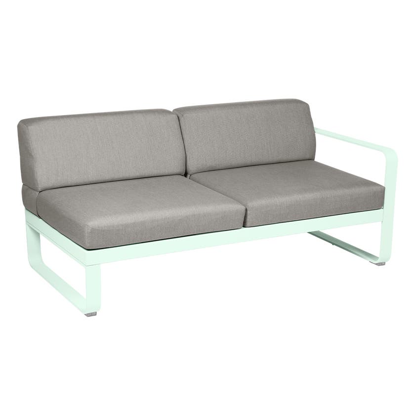 Module droit BELLEVIE de Fermob, 2 places, Menthe glaciale, Coussin Taupe grisé Module droit BELLEVIE de Fermob, 2 places, Menthe glaciale, Coussin Taupe grisé