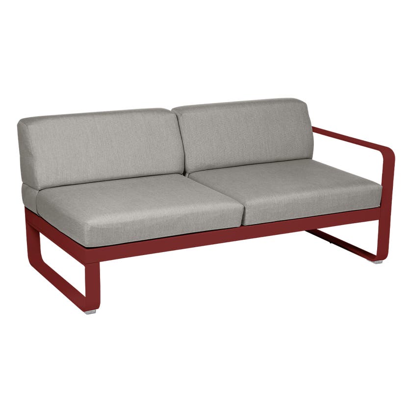 Module droit BELLEVIE de Fermob, 2 places, Piment, Coussin Taupe grisé Module droit BELLEVIE de Fermob, 2 places, Piment, Coussin Taupe grisé