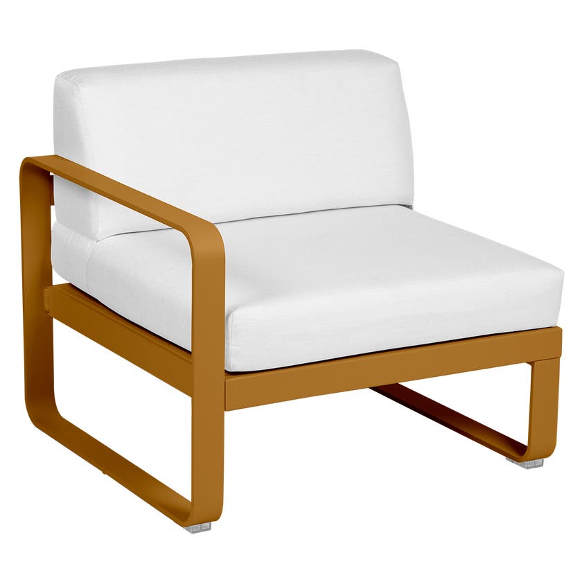 Module gauche BELLEVIE de Fermob, 1 place, Pain d'épices, Coussin Blanc grisé Module gauche BELLEVIE de Fermob, 1 place, Pain d'épices, Coussin Blanc grisé