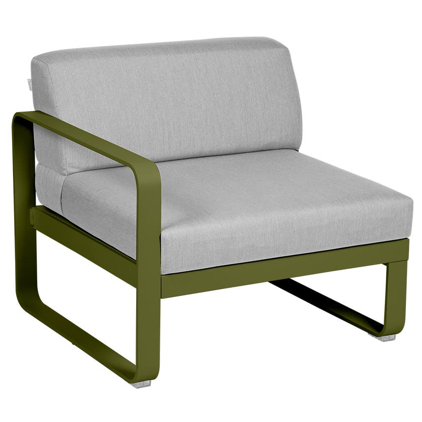 Module gauche BELLEVIE de Fermob, 1 place, Pesto, Coussin Gris flanelle Module gauche BELLEVIE de Fermob, 1 place, Pesto, Coussin Gris flanelle