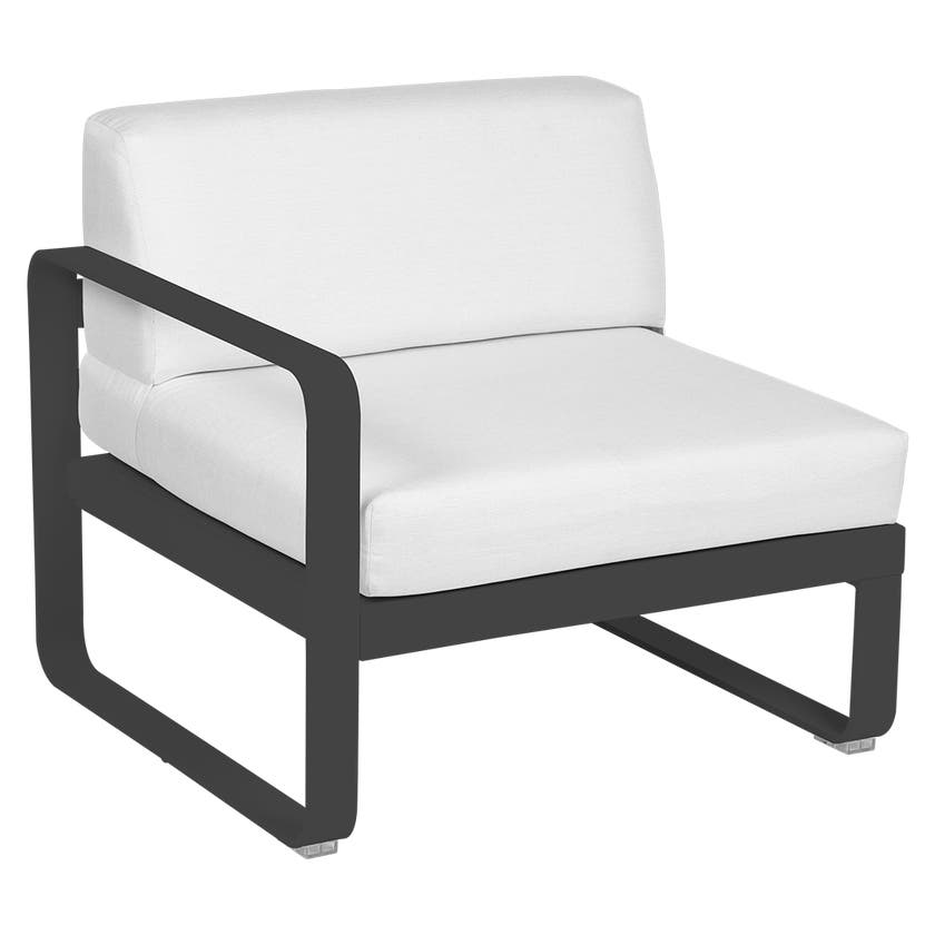 Module gauche BELLEVIE de Fermob, 1 place, Carbone , Coussin Blanc grisé Module gauche BELLEVIE de Fermob, 1 place, Carbone , Coussin Blanc grisé
