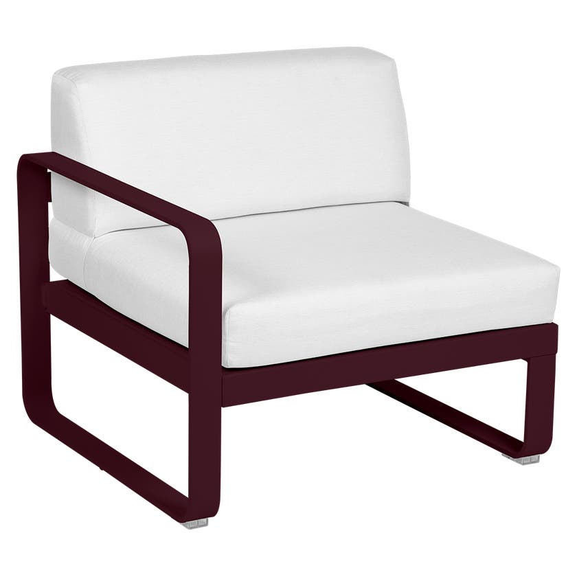 Module gauche BELLEVIE de Fermob, 1 place, Cerise noire, Coussin Blanc grisé Module gauche BELLEVIE de Fermob, 1 place, Cerise noire, Coussin Blanc grisé