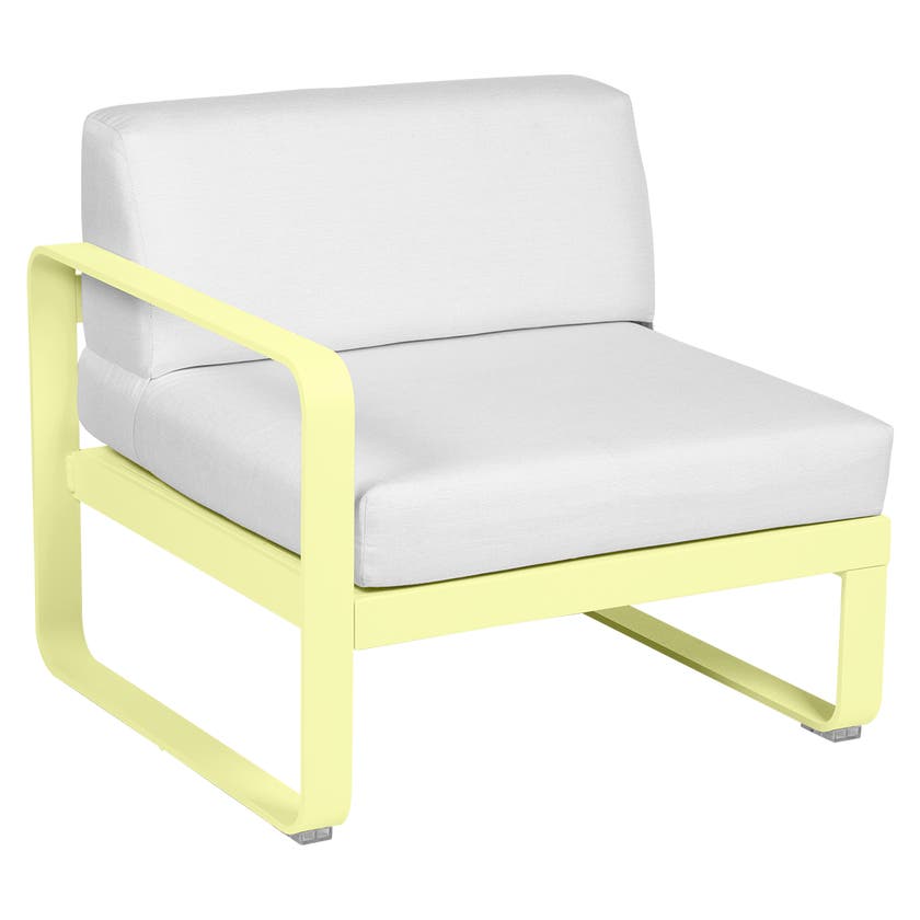 Module gauche BELLEVIE de Fermob, 1 place, Citron givré, Coussin Blanc grisé Module gauche BELLEVIE de Fermob, 1 place, Citron givré, Coussin Blanc grisé