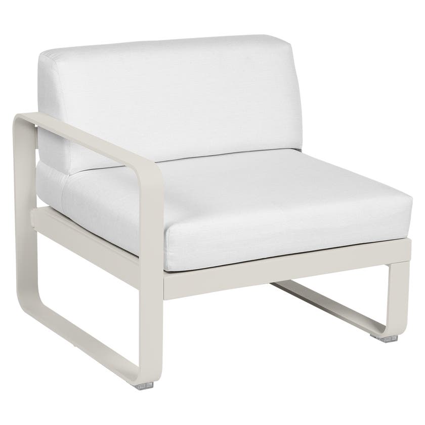 Module gauche BELLEVIE de Fermob, 1 place, Gris argile, Coussin Blanc grisé Module gauche BELLEVIE de Fermob, 1 place, Gris argile, Coussin Blanc grisé