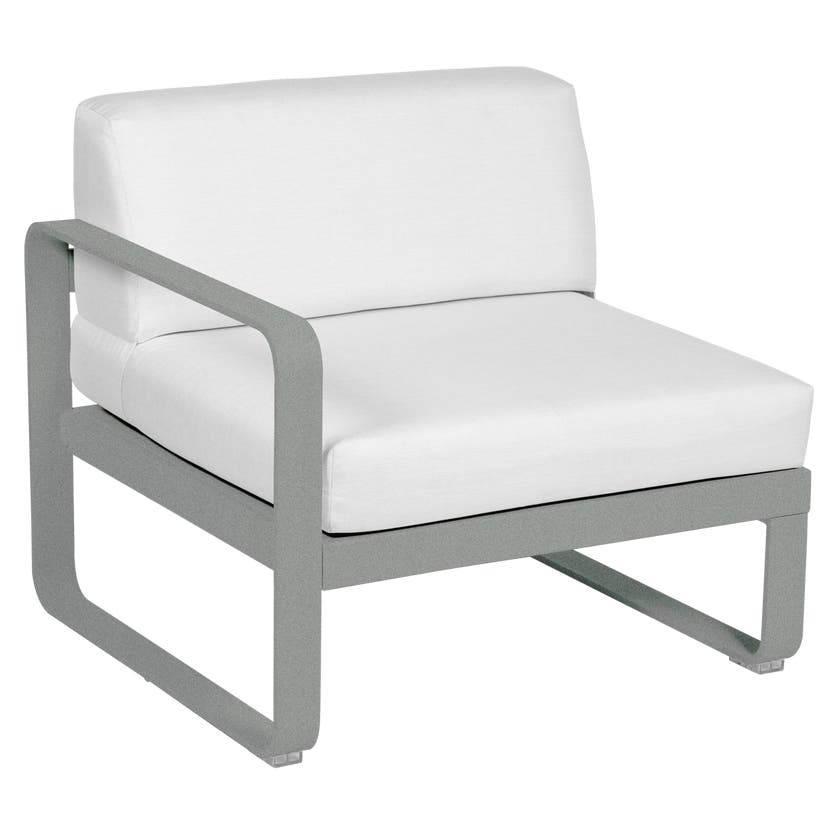 Module gauche BELLEVIE de Fermob, 1 place, Gris lapilli, Coussin Blanc grisé Module gauche BELLEVIE de Fermob, 1 place, Gris lapilli, Coussin Blanc grisé