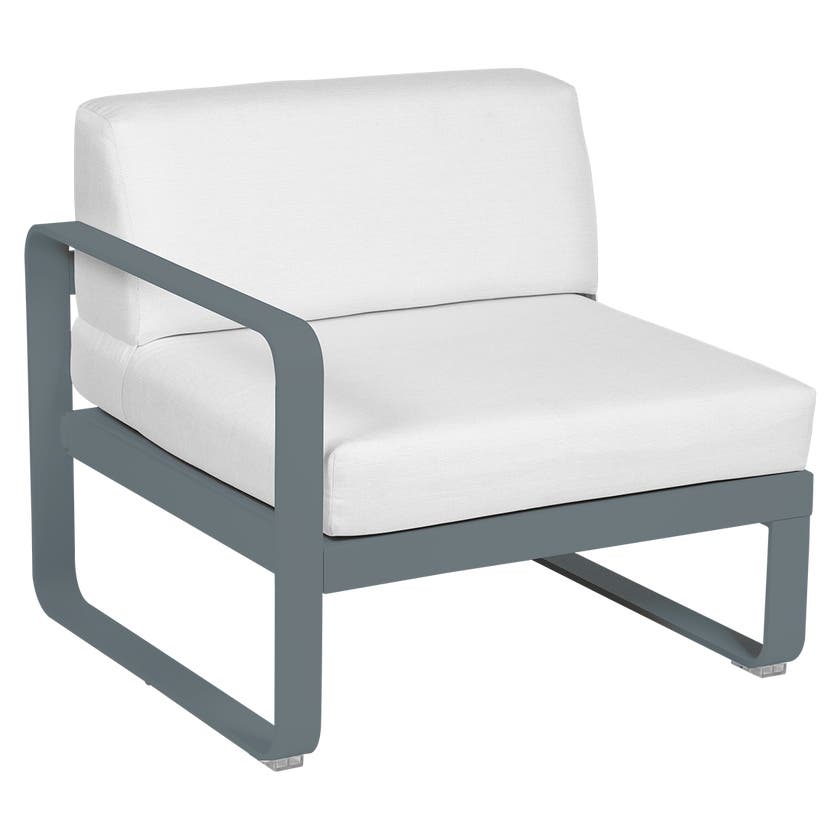 Module gauche BELLEVIE de Fermob, 1 place, Gris orage, Coussin Blanc grisé Module gauche BELLEVIE de Fermob, 1 place, Gris orage, Coussin Blanc grisé