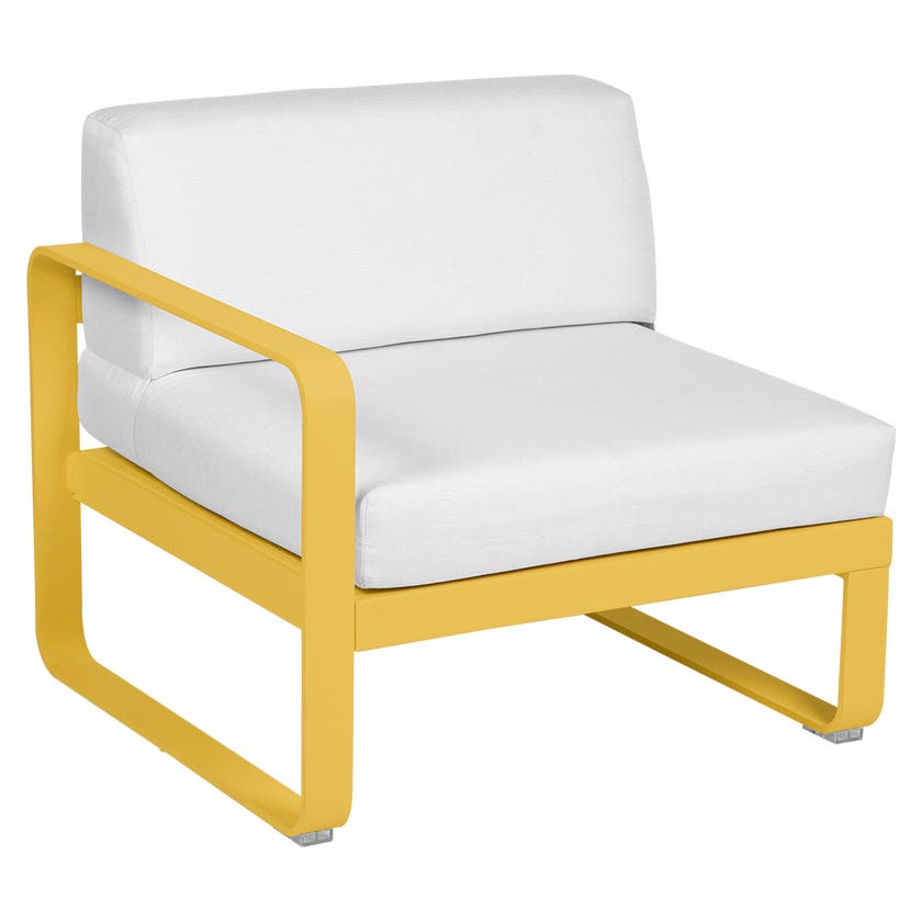 Module gauche BELLEVIE de Fermob, 1 place, Miel, Coussin Blanc grisé Module gauche BELLEVIE de Fermob, 1 place, Miel, Coussin Blanc grisé