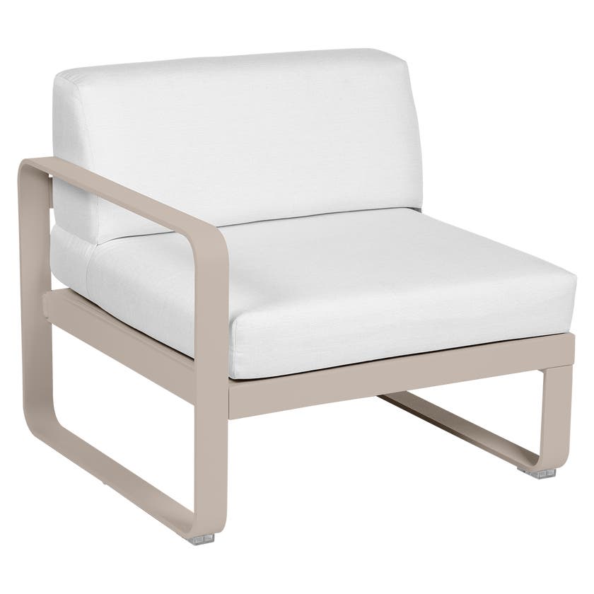 Module gauche BELLEVIE de Fermob, 1 place, Muscade, Coussin Blanc grisé Module gauche BELLEVIE de Fermob, 1 place, Muscade, Coussin Blanc grisé