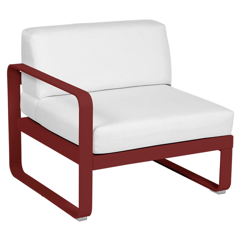 Module gauche BELLEVIE de Fermob, 1 place, Piment, Coussin Blanc grisé Module gauche BELLEVIE de Fermob, 1 place, Piment, Coussin Blanc grisé