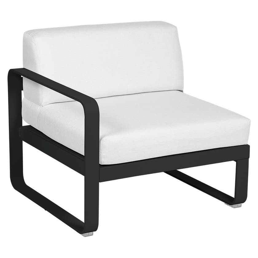 Module gauche BELLEVIE de Fermob, 1 place, Réglisse, Coussin Blanc grisé Module gauche BELLEVIE de Fermob, 1 place, Réglisse, Coussin Blanc grisé