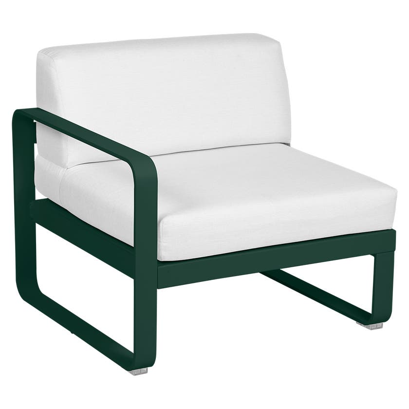 Module gauche BELLEVIE de Fermob, 1 place, Vert cèdre, Coussin Blanc grisé Module gauche BELLEVIE de Fermob, 1 place, Vert cèdre, Coussin Blanc grisé