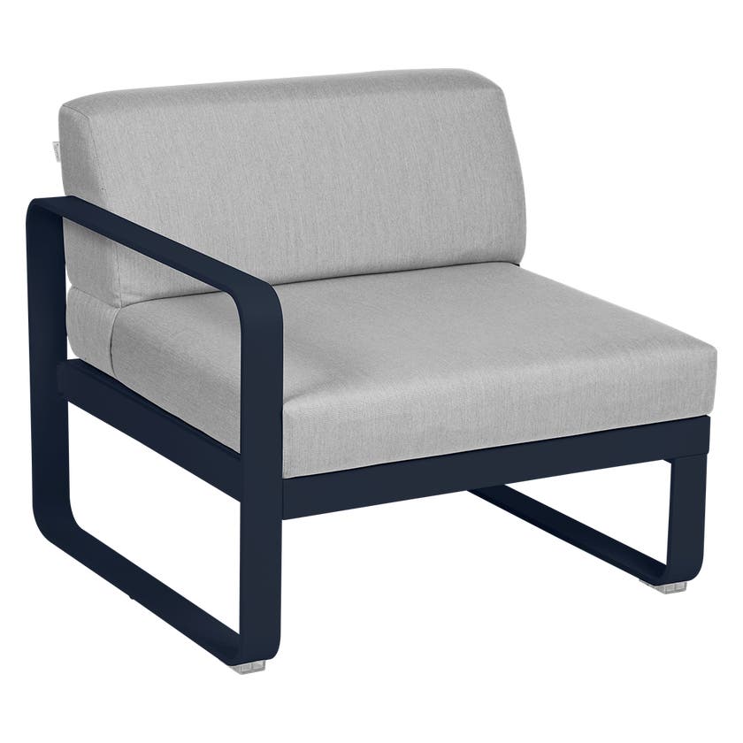 Module gauche BELLEVIE de Fermob, 1 place, Bleu abysse, Coussin Gris flanelle Module gauche BELLEVIE de Fermob, 1 place, Bleu abysse, Coussin Gris flanelle