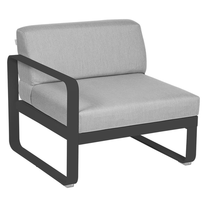 Module gauche BELLEVIE de Fermob, 1 place, Carbone , Coussin Gris flanelle Module gauche BELLEVIE de Fermob, 1 place, Carbone , Coussin Gris flanelle