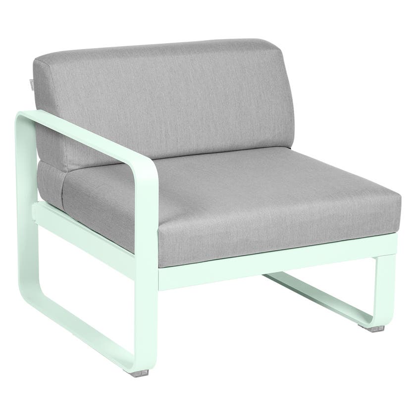 Module gauche BELLEVIE de Fermob, 1 place, Menthe glaciale, Coussin Gris flanelle Module gauche BELLEVIE de Fermob, 1 place, Menthe glaciale, Coussin Gris flanelle