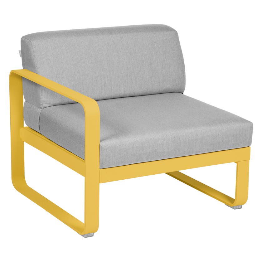 Module gauche BELLEVIE de Fermob, 1 place, Miel, Coussin Gris flanelle Module gauche BELLEVIE de Fermob, 1 place, Miel, Coussin Gris flanelle
