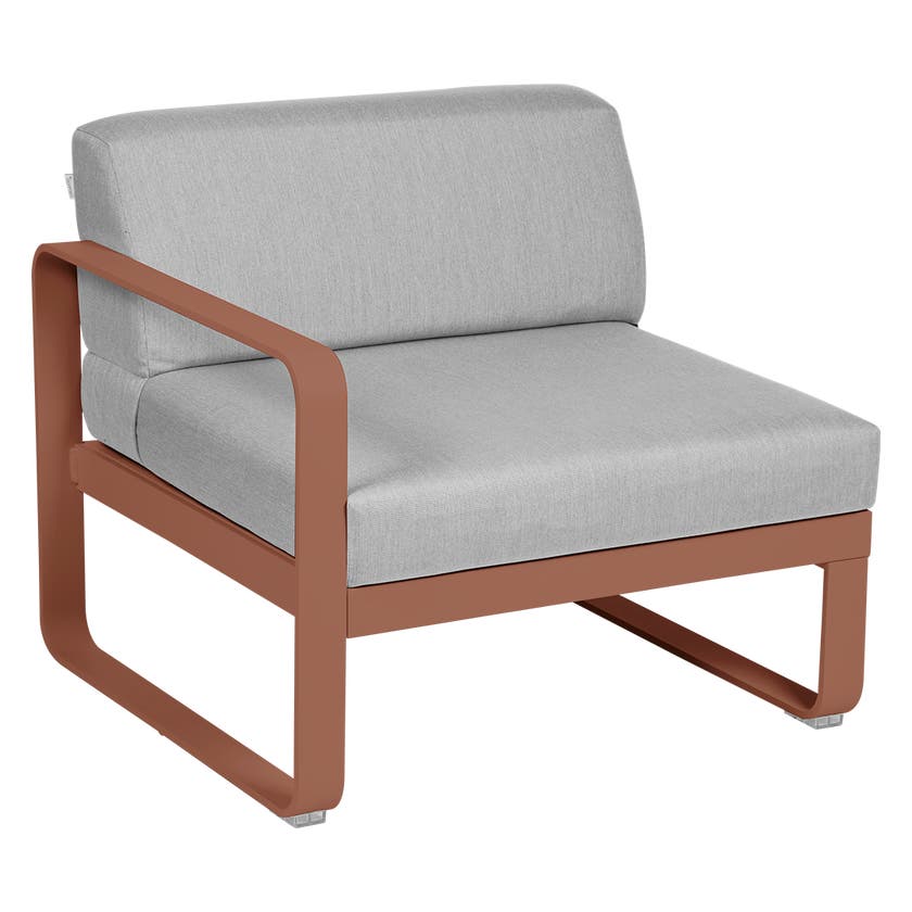 Module gauche BELLEVIE de Fermob, 1 place, Ocre rouge, Coussin Gris flanelle Module gauche BELLEVIE de Fermob, 1 place, Ocre rouge, Coussin Gris flanelle