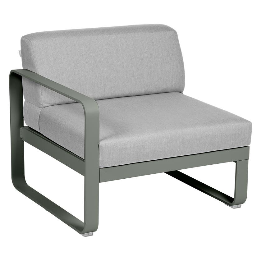 Module gauche BELLEVIE de Fermob, 1 place, Romarin, Coussin Gris flanelle Module gauche BELLEVIE de Fermob, 1 place, Romarin, Coussin Gris flanelle
