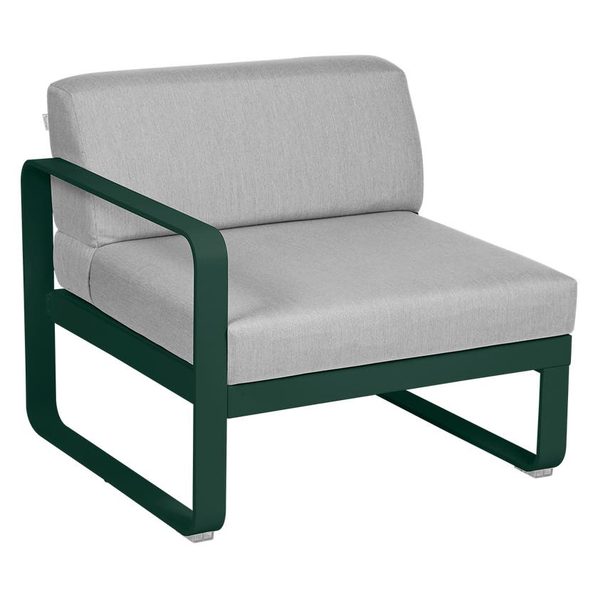 Module gauche BELLEVIE de Fermob, 1 place, Vert cèdre, Coussin Gris flanelle Module gauche BELLEVIE de Fermob, 1 place, Vert cèdre, Coussin Gris flanelle