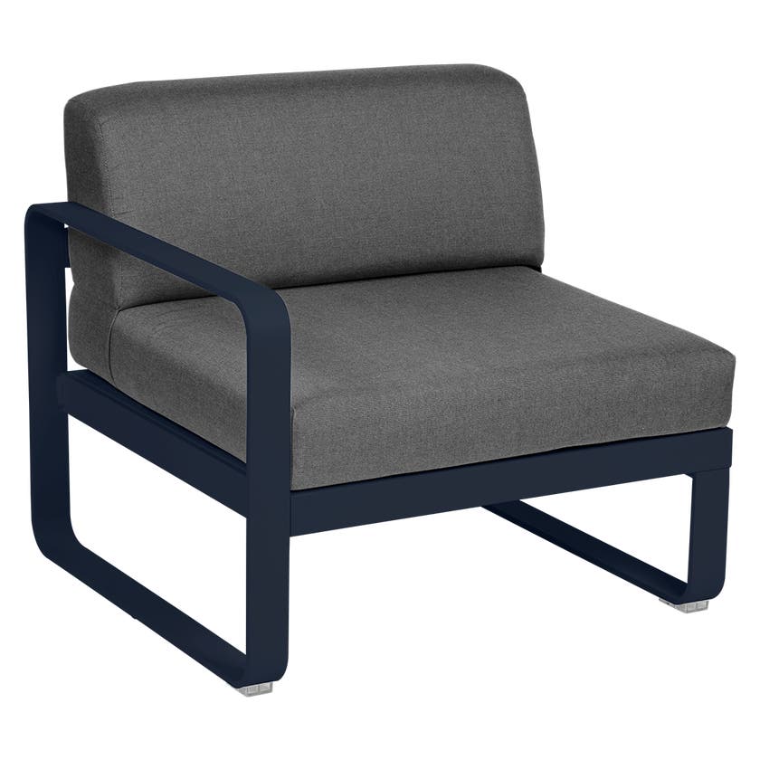 Module gauche BELLEVIE de Fermob, 1 place, Bleu abysse, coussin gris graphite Module gauche BELLEVIE de Fermob, 1 place, Bleu abysse, coussin gris graphite