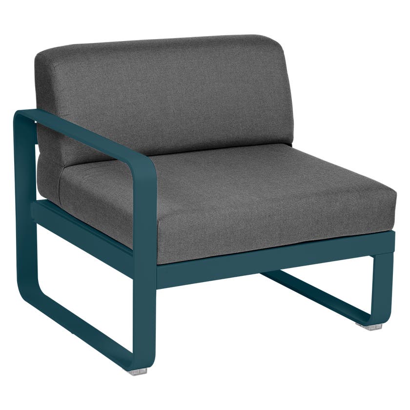 Module gauche BELLEVIE de Fermob, 1 place, Bleu acapulco, coussin gris graphite Module gauche BELLEVIE de Fermob, 1 place, Bleu acapulco, coussin gris graphite