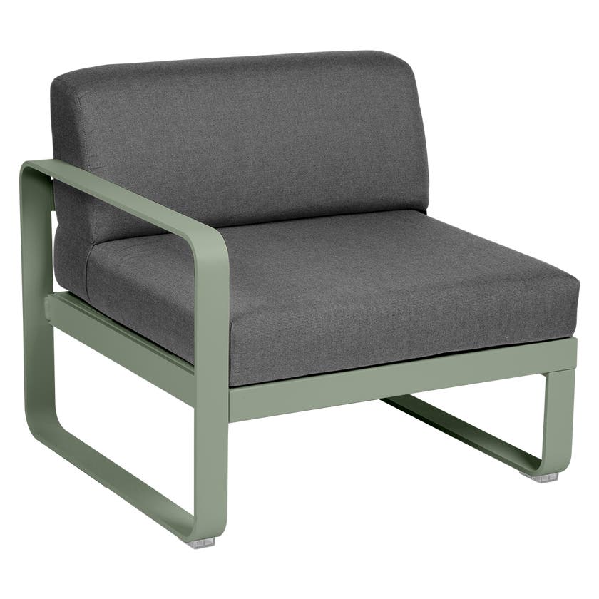 Module gauche BELLEVIE de Fermob, 1 place, Cactus, coussin gris graphite Module gauche BELLEVIE de Fermob, 1 place, Cactus, coussin gris graphite
