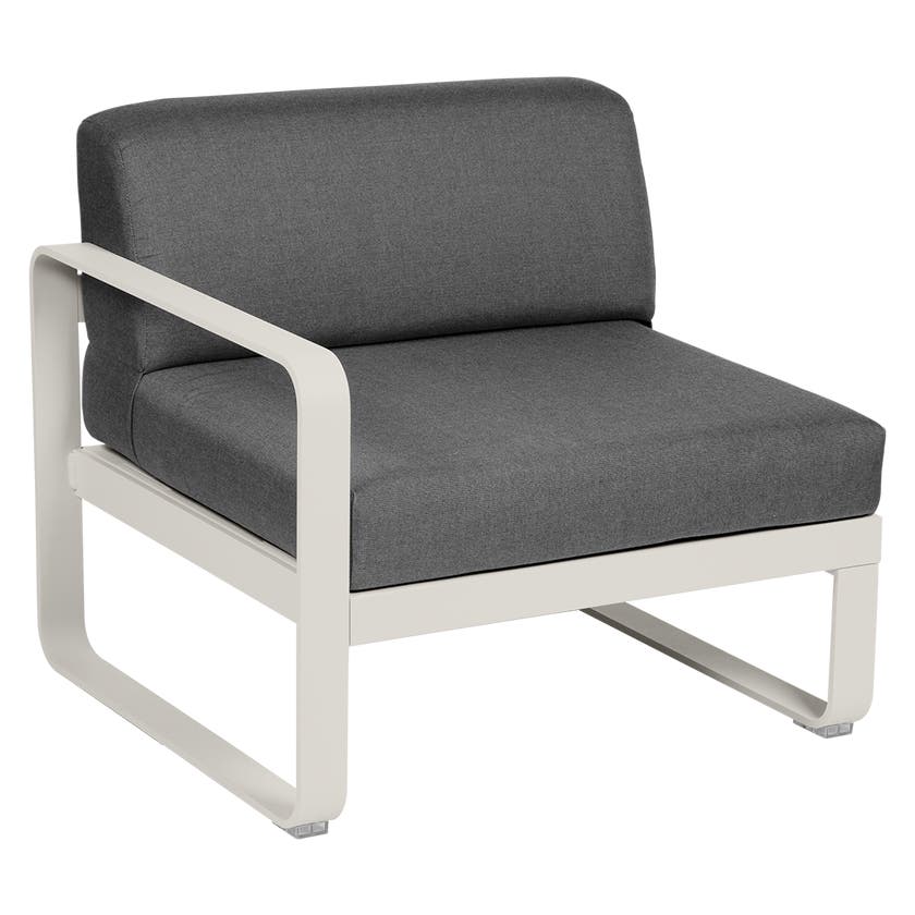 Module gauche BELLEVIE de Fermob, 1 place, Gris argile, coussin gris graphite Module gauche BELLEVIE de Fermob, 1 place, Gris argile, coussin gris graphite