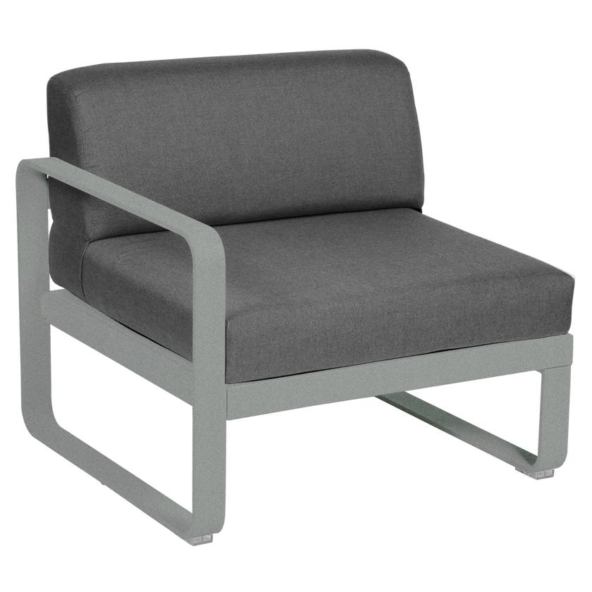 Module gauche BELLEVIE de Fermob, 1 place, Gris lapilli, Coussin Gris graphite Module gauche BELLEVIE de Fermob, 1 place, Gris lapilli, Coussin Gris graphite