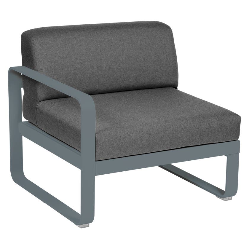 Module gauche BELLEVIE de Fermob, 1 place, Gris orage, coussin gris graphite Module gauche BELLEVIE de Fermob, 1 place, Gris orage, coussin gris graphite