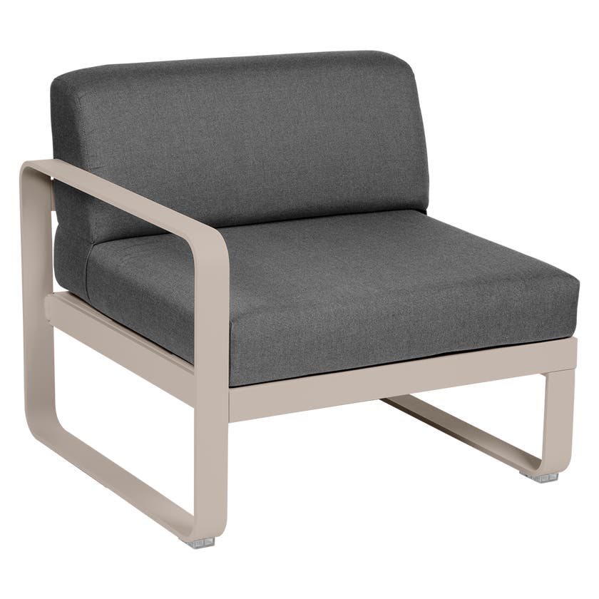 Module gauche BELLEVIE de Fermob, 1 place, Muscade, coussin gris graphite Module gauche BELLEVIE de Fermob, 1 place, Muscade, coussin gris graphite
